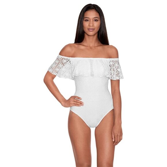 Lauren Ralph Lauren Other - LAUREN RALPH LAUREN Crochet Ruffle Off-the-Shoulder One-Piece Swimsuit - Size 14